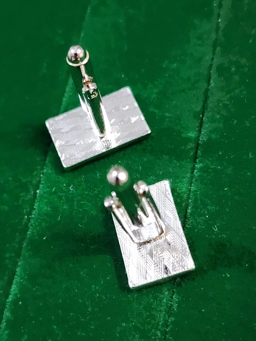 Vintage Silver & Black Rectangular Cufflinks - Classic Men's Accessory